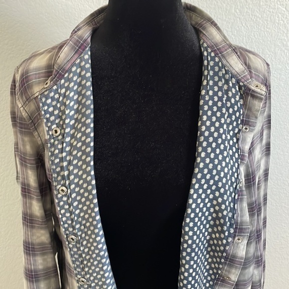 BlankNYC Plaid button Down Flannel Blouse 0020 - Picture 7 of 9
